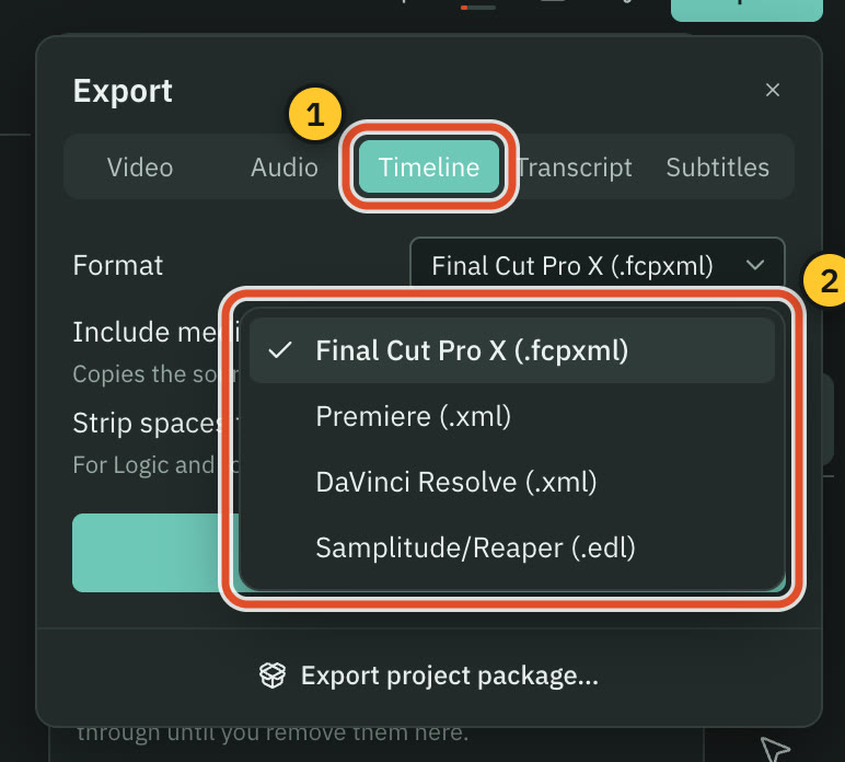 The timeline handoff options