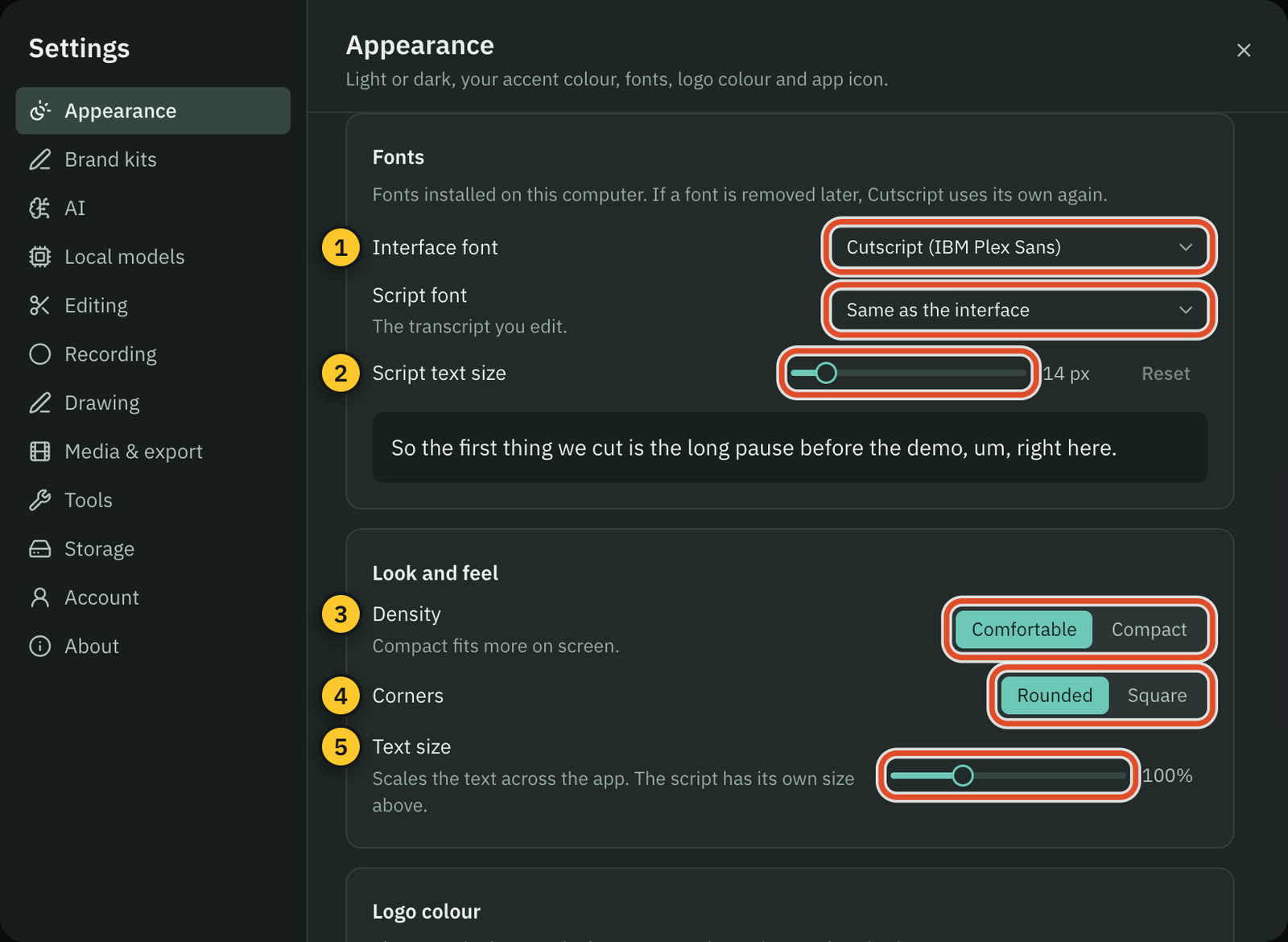 Settings › Appearance › Customize, Fonts and Look and feel.