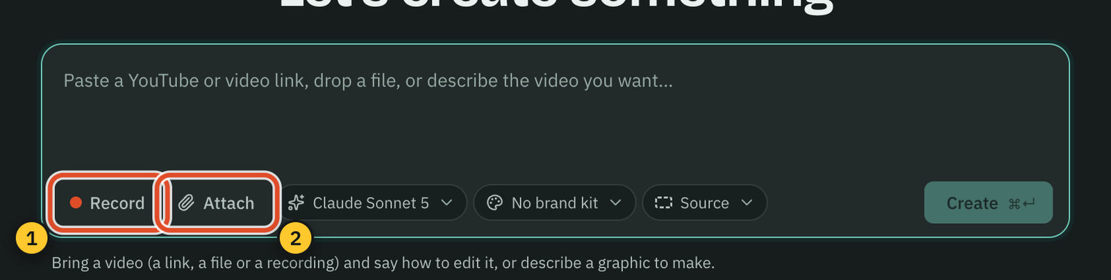 Start a project from a recording or a file you already have.