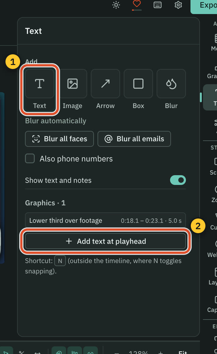 The text panel