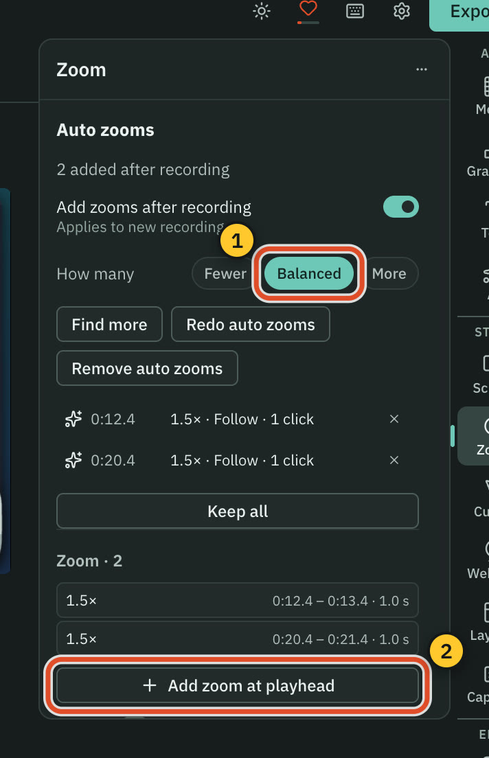 The zoom controls